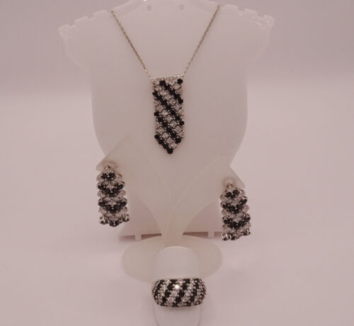 Schönes Dreier Set mit Saphiren und Zirkonia besetzt in 925/- Silber