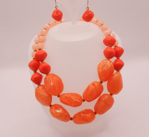 Sommerliche Statement Kette mit passenden Ohrringen