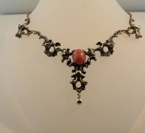 Rhodochrosit Trachtencollier in 800er Silber