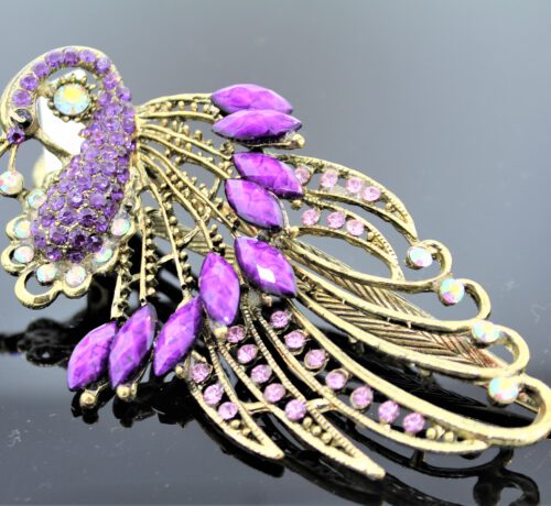Pfau Haarspange in Violett