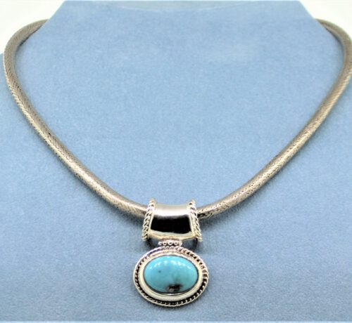 Collier 925/Silber mit einem Türkis