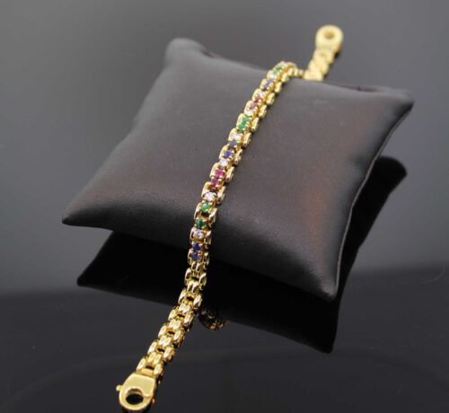 ARMBAND RUBINE/SAPHIRE/SMARAGD/ BRILLANTEN WERT 2800,-€